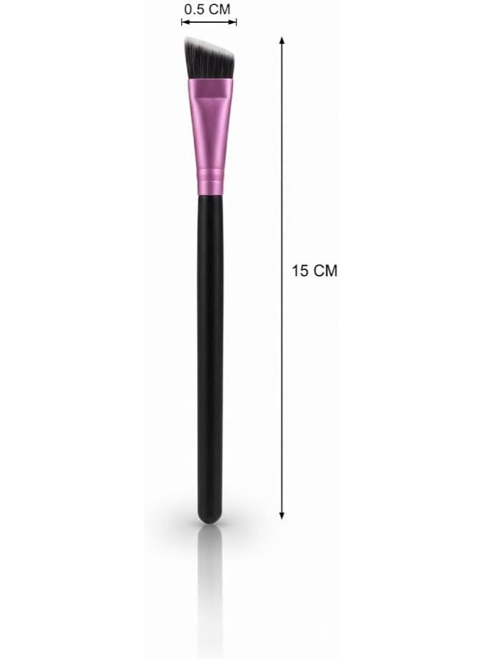 Angled Eyeliner Brush - Slanted Flat Angle Eye Liner Eyebrow Thin Precision Eye Makeup Brush - Synthetic Nylon Bristles - 15 cm - 1pc - Purple Black - Image 2